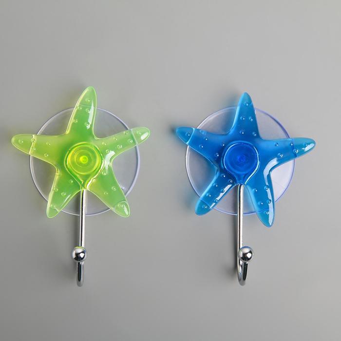Крючок на вакуумной присоске «Звезда», цвет МИКС - фото 797596196