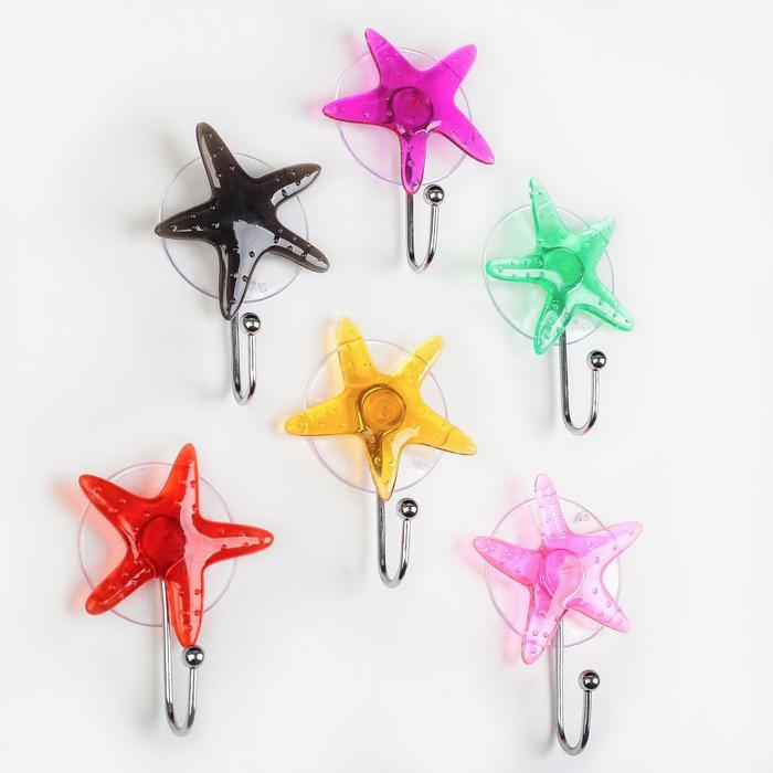Крючок на вакуумной присоске «Звезда», цвет МИКС - фото 797596197