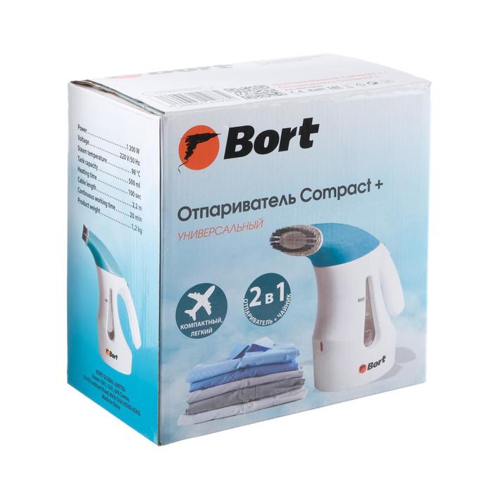 Отпариватель Bort Compact +, 1200 Вт, 30 г/мин, нагрев 100 с, 0.5 л, синий 4721323 - фото 46832