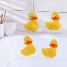 Набор мини-ковриков для ванны Доляна «Утёнок», 11×12 см, 4 шт, цвет жёлтый
