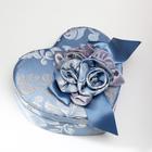 Шкатулка текстиль для украшений сердце "Синий цветок" 7х15,5х18 см | Иконка | vlarni-land