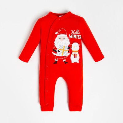 Jumpsuit Baby I "Happy winter", height 62-68 cm, red