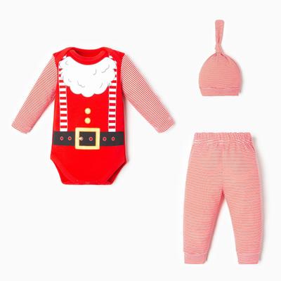 Set: bodysuit, pants and cap Baby Me "Santa", height 62-68 cm