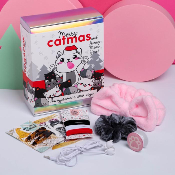 Подарочный набор с аксессуарами для волос «Merry catmas» - фото 107193363