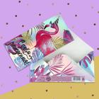 Конверт для денег «Фламинго», голография, 16,5 х 8 см - фото 6989115