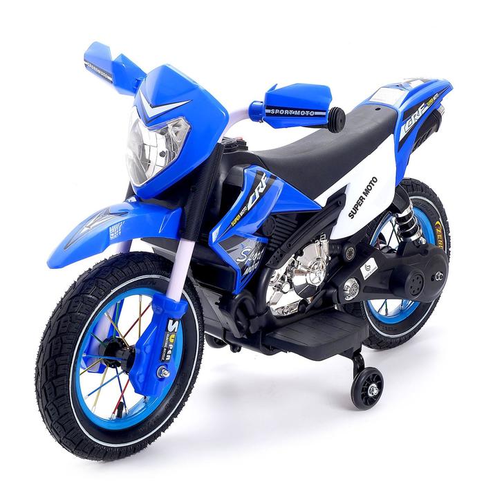 Электромотоцикл «Кросс», пневматические колеса, цвет синий - фото 797316935