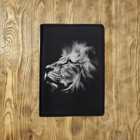 Обложка на паспорт "Мирный белый лев" черная