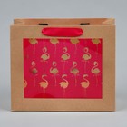 Пакет крафтовый с пластиковым окном «Фламинго», 24 х 20 х 11см 4766894