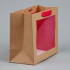 Пакет крафтовый с пластиковым окном «Фламинго», 24 х 20 х 11см 4766894