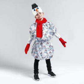 Карнавальный костюм «Снеговик в варежках», куртка с рукавами, маска, шарф, р. 30, рост 98-110 см в Донецке