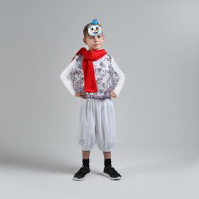 Карнавальный костюм «Снеговик», жилет, штаны, маска, шарф, р. 32, рост 116-128 см