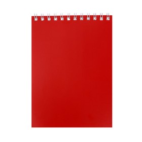 Блокнот А6, 40 листов в клетку на гребне "Корпоративный", обложка мелованный картон, ВД-лак, красный