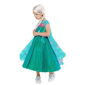 Карнавальный костюм «Эльза зеленое платье», платье с накидкой, парик, р.26, рост 104 см