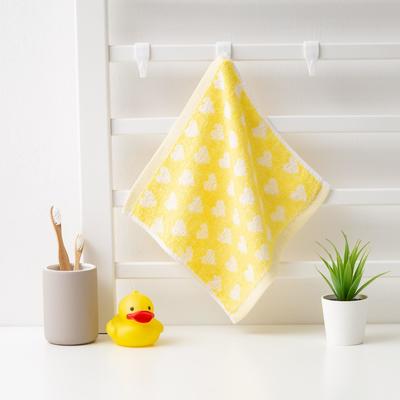 Towel Terry Baby I "Hearts" 25*25 cm, color yellow, 100% cotton, 360 g / m2