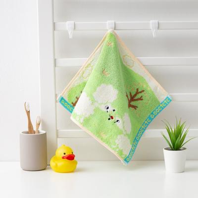 Towel Terry Baby I "Lambs" 25*50 cm, color green, 100% cotton, 400 gr / m2