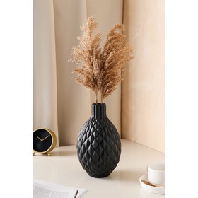 Ваза керамическая "Квин", настольная, черная, муар, 26 см