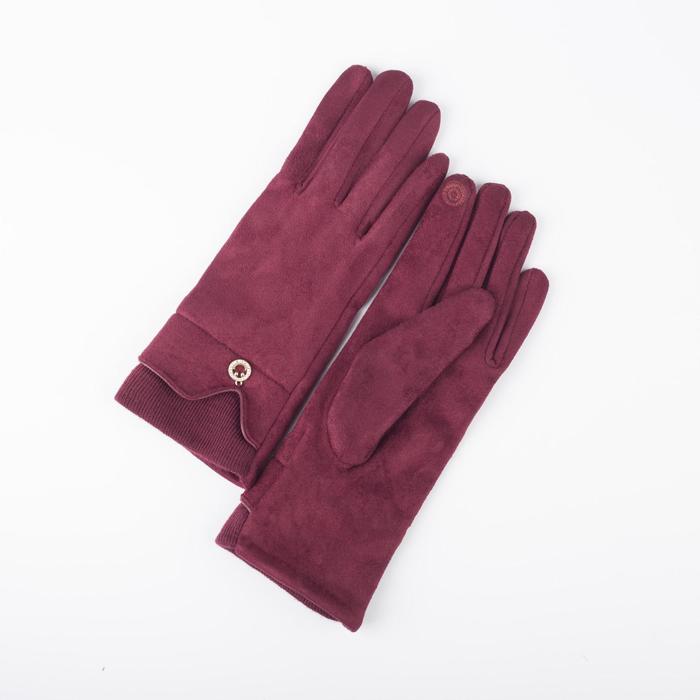 Перчатки женские безразмерные, без утеплителя, для сенсорных экранов, цвет бордовый - фото 1103091