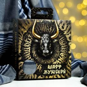 Мужской шарф в подарочной упаковке "Счастья в Новом году!", 195х35 см