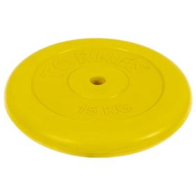 Диск обрезиненный TORRES 15 кг, d=25мм, металл в резиновой оболочке, цвет жёлтый