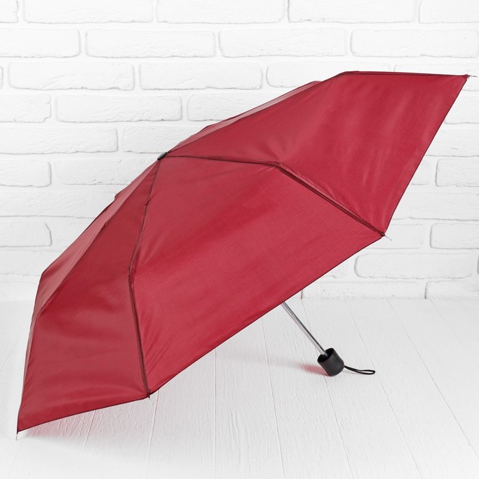 Зонт механический &quot;Однотонный&quot;, R=48см, цвет бордовый