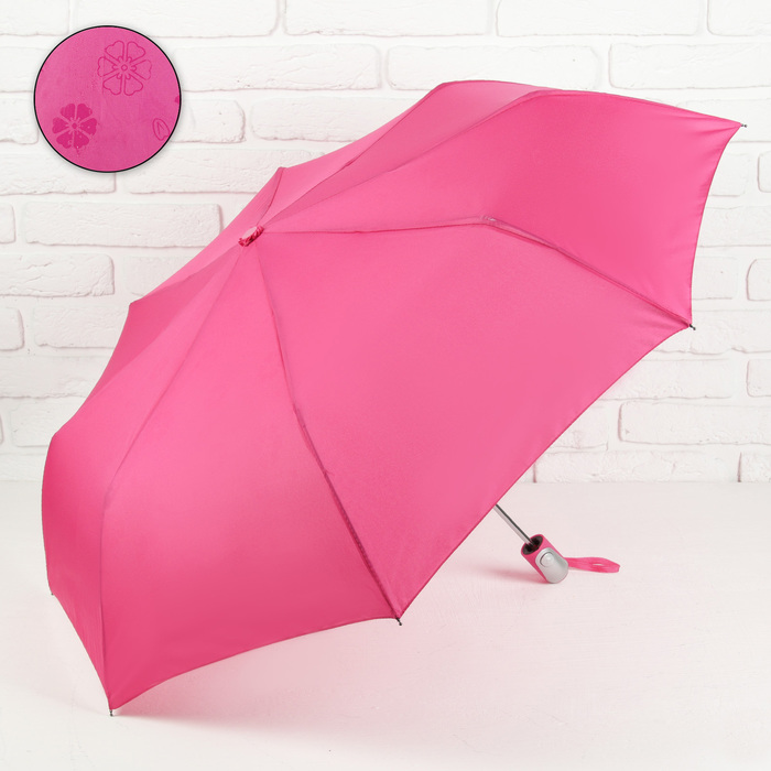 Зонт полуавтоматический &quot;Цветочки&quot;, R=50см, с проявляющимся рисунком, цвет малиновый
