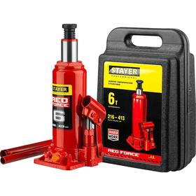 Домкрат бутылочный гидравлический STAYER RED FORCE 43160-6-K_z01, 216-413 мм, 6 т, в кейсе 5532927