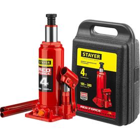 Домкрат бутылочный гидравлический STAYER RED FORCE 43160-4-K_z01, 194-372 мм, 4 т, в кейсе 5532930