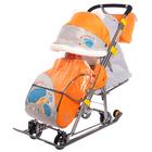 Санки-коляска «Ника детям 7-6», с ёжиком, цвет оранжевый/серый - фото 107284848