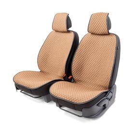 Накидки на передние сиденья CarPerforMANce, 2 шт, fiberflax, лен, ромб, корич./бежевый 5205897
