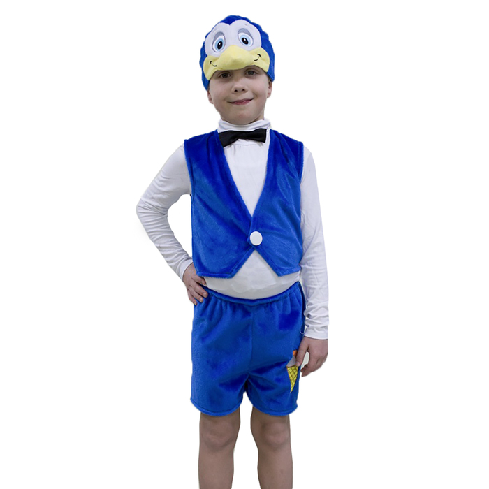 Карнавальный костюм «Пингвинчик», маска-шапочка, жилетка, шорты, рост 122-128 см - фото 875161