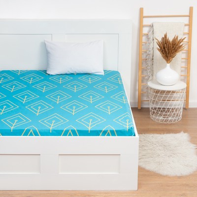 Ethel's Turquoise petal elastic bed sheet 180*200*20 cm, poplin 125 g, 100% cotton