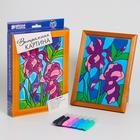 Stained glass painting "Irises" 15*21 cm