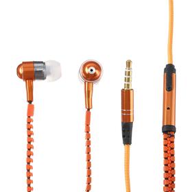 Наушники ELTRONIC ZIPPER, вакуумные, микрофон, 102 дБ, 32 Ом, 3.5 мм, 1 м, оранжевые