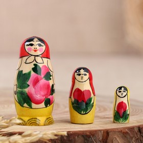 Матрёшка «Семёновская», красный платок, 3 кукольная, 7 см в Донецке