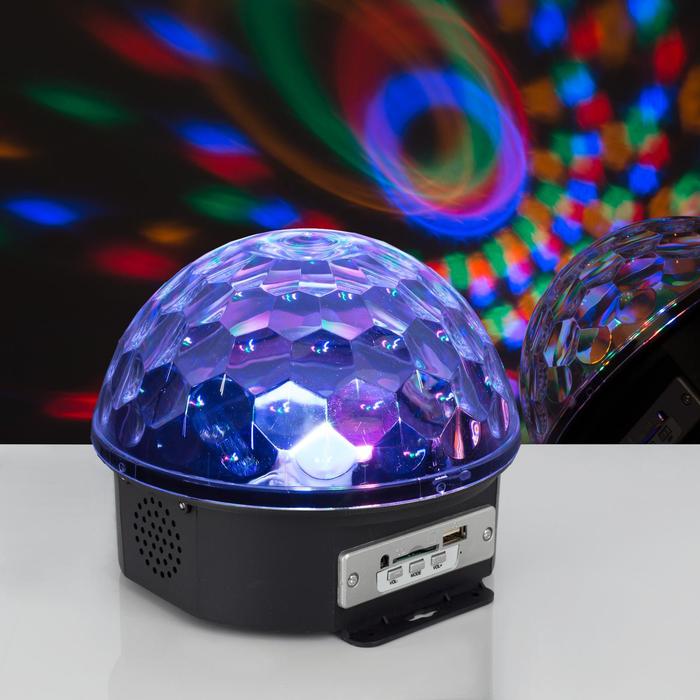 Световой прибор «Хрустальный шар» 17.5 см, динамик, свечение RGB, 220 В - фото 58291