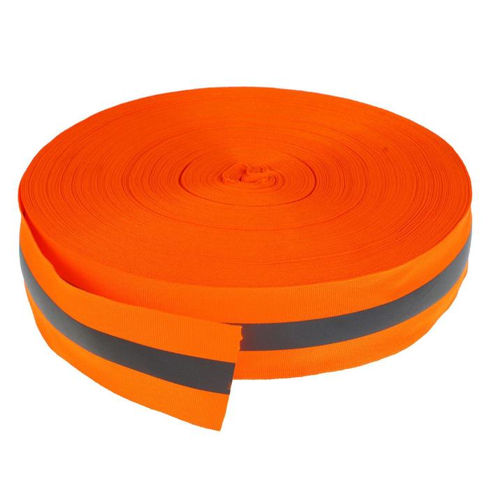 Светоотражающая лента серо-оранжевая, 5 см, 100 м - фото 1064620