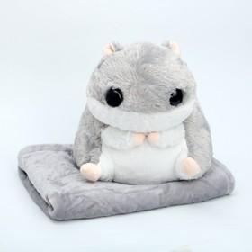 Soft toy "Hamster" with a blanket, color gray