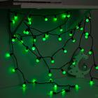 Гирлянда «Нить» 10 м с насадками «Шарики 1.5 см», IP44, тёмная нить, 100 LED, свечение зелёное, 8 режимов, 220 В 671562