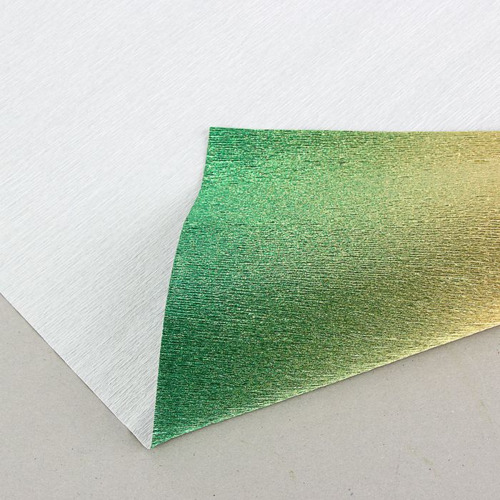 Бумага гофрированная, 801/2 &quot;Золотисто-зелёный металл&quot;, 0,5 х 2,5 м