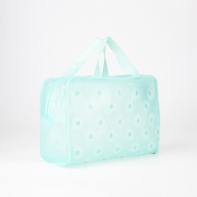 Cosmetic bag PVC, division zipper, 2 handles, color green