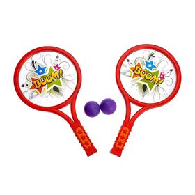 Набор для тенниса «Бум!», 2 ракетки, 2 мяча, цвета МИКС - фото 9160112