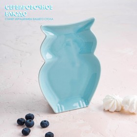 Блюдо керамическое сервировочное Доляна «Милашки. Совушка», 15×11,5×2 см, цвет голубой