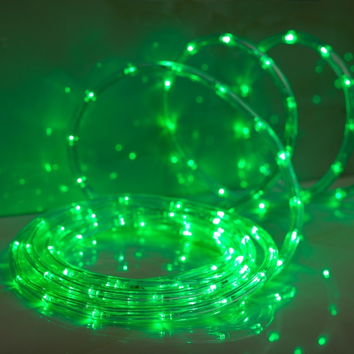 LED шнур 13 мм, круглый, 5 м, чейзинг, LED-24-220V, с контролл. 8р, зеленый