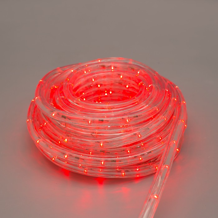 LED шнур 13 мм, круглый, 10 м, чейзинг, 2W-LED/м-24-220V, с контролл. 8р, красный