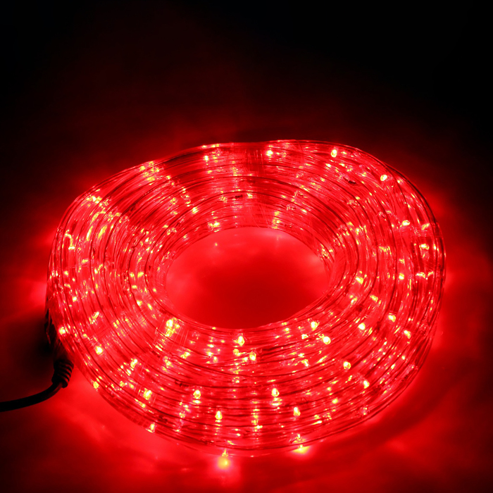 LED шнур 13 мм, круглый, 10 м, чейзинг, 2W-LED/м-24-220V, с контролл. 8р, красный
