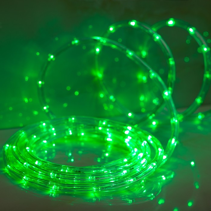 LED шнур 13 мм, круглый, 20 м, чейзинг, 2W-LED/м-24-220V, с контролл. 8р, зеленый