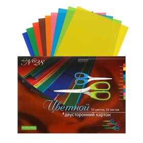 Картон цветной двухсторонний А3, 10 листов, 10 цветов "№28"