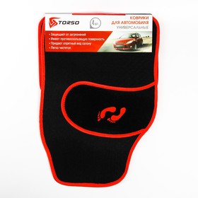 Коврики автомобильные TORSO, ворс, 62×42 см, 43×30 см, красный, набор 4 шт 680804