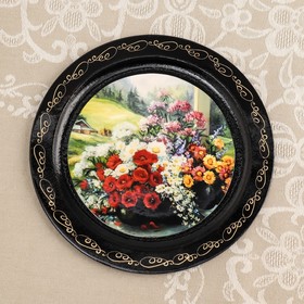 Тарелка декоративная «Цветы», D=18 см, лаковая миниатюра, микс в Донецке