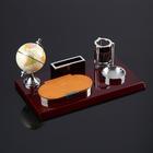 5 in 1 table set (box W/papers, pencil, business card holder, PU printing, globe) 5 in 1 table set (box W/papers, pencil, business card holder, PU printing, globe)